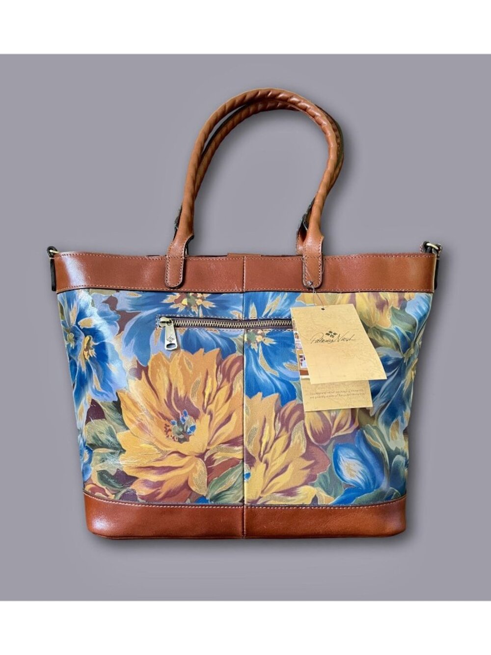 NWT Patricia Nash MalloryConvertible Leather Tote MarigoldHarvest Floral Bag